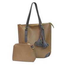 Light brown Solid 2in 1 Tote Bag For Women