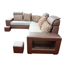 Sunrise Furniture HS-27 L-Shape Wooden Sectional Sofa - Dark Brown