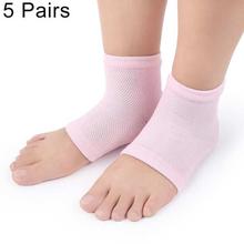 5 Pairs Polyester-cotton Gel Anti-foot Heel Dry Cracking Moisturizing Socks Protection Sleeve ,Random Color Delivery