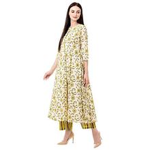 Gulmohar Jaipur Women's Flared Cotton Printed Kurta Pant Set