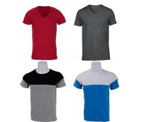 Pack of 4   T-shirt for Men -  Pink/Dark Grey/ White-Blue/ Black-Grey( Round Neck & V Neck )