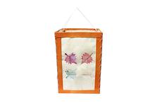 Leaf Patched Lokta Paper Rectangular Lamp Diffuser - Orange