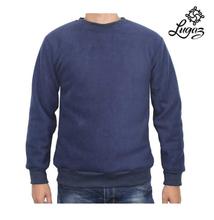 Navy Fur Inside Solid Sweatshirt For Men