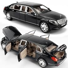 1:32 Maibach S650 Pull Back Metal Diecast Car Model with 6 Door Open, Sound Light Toy Vehicles for Children