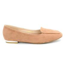 DMK Blush Pink Suede Closed Flat Shoes For Women - 37231