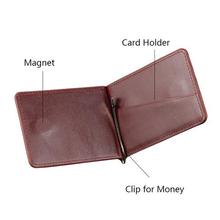 Magnetic Money Clip Wallet Men Leather Purse Minimalist