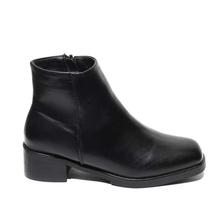 Black Solid Pu Leather Ankle Boot For Women