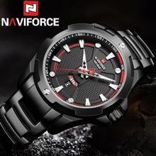 NAVIFORCE  Nf9161 Day / Date Men Fashion Sports Quartz Military Army Wristwatch Genuine Stainless Steel Strap Waterproof Watch