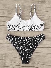 Dalmatian Print Scoop Neck Top With Panty Bikini