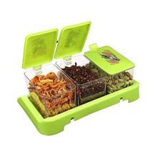 la corsa Plastic 4-Piece Serving Container with Tray Set, Green