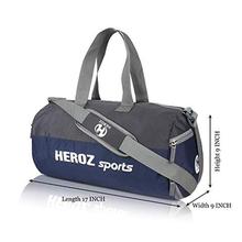 HEROZ Nylon Young 26 Ltr Gym Bag (Grey and Navy Blue)