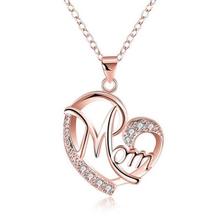 Exquisite Women's Gold Silver Rose Gold Mom's Love Shaped Diamond Necklace