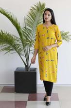 Yellow Round Neck Designed Kurti For Women