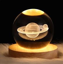 3D Decor Crystal Ball Night Light Starry Lamp LED Night Light-Saturn