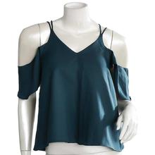 Teal Solid Shoulder Cut Top For Women