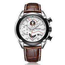 MEGIR Creative Quartz Men Watch Leather Chronograph Army Military