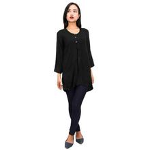 Black Front Button Designed Bamboo Handmade Outer For Women