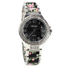 Floral Strap Analog Black Dial Watch For Women