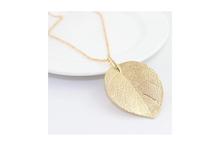 Golden Leaf Pendant Necklace Long Sweater Charm Chain