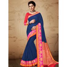 Stylee Lifestyle Navy Blue Banarasi Silk Jacquard Saree - 2125