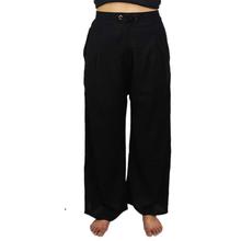 Black Solid Drawstring Palazzos For Women