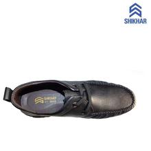 Shikhar Open Apron Tip Leather Shoes For Men (11124)- Black