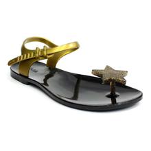 Black/Golden Jelly Star Strappy Sandals For Women