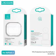 USAMS Clear Case for Airpods 3 Case 2021,Full Protective Soft Transparent Shockproof TPU  Case with Keychain-Clear