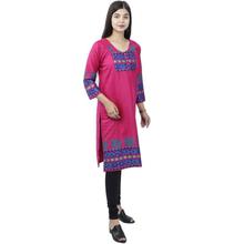 Pink/Black Abstract Printed Woolen Vela Kurti For Women