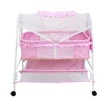 Portable Baby Cradle with Mosquito Net and Storage Rack