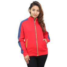 Red/Blue Contrast Sleeved Jacket For Women