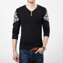 Autumn Spring Casual Men's Sweater V-Neck Striped Slim Fit