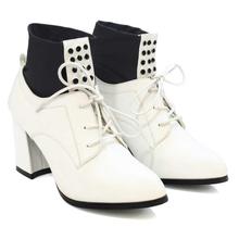 Shoe.A.Holics Caelan Block Heels Ankle Boots For Women - White