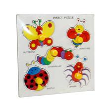 Multicolored Insects Shape Tray Puzzle With Knobs For Kids