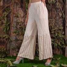 Paislei strechable cigrette pant  For Women (Cream) - V.D.001