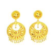 Golden Floral Drop Earrings For Women