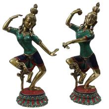 Golden/Blue Set of 2 Shiva Parvati Decorative Accent