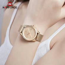 NAVIFORCE NF5015 Stainless Steel Mesh Crystal Date Display Quartz Watch For Women - Rose Gold