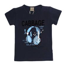 Black Cat Navy Cabbage Printed T-Shirt For Boys - BCKG1736