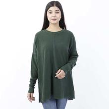 Viridian Green Solid Mix Cashmere T-Shirt For Women