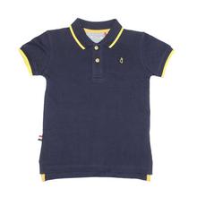 Navy Blue Plain Cotton Polo T-Shirt For Boys - (121246519078)