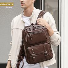 Men Fashion Pu Leather Backpack Travel Bag