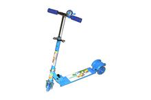 Skate Scooter with Shock Absorbers, Height Adjustable Handlebar and Bell (Blue)