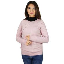 Baby Pink Self Patterned Thin Sweater For Women