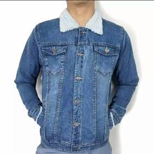 Denim Jeans fur Jacket for men -  Blue