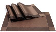 PVC Heat & Stain Resistant Washable Dining Table PlaceMats (Pack of 6, Brown)