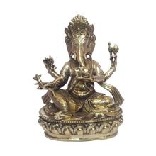 Brass Lord Ganesh Sitting On Lotus Statue