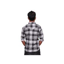 Black pattern on White Checked Shirt For Men