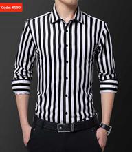 Men Korean Fashion Slim Striped Shirt