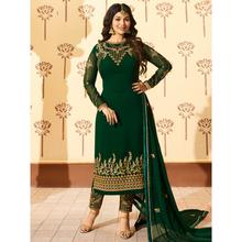 Stylee Lifestyle Green Georgette Embroidered Dress Material - 1875